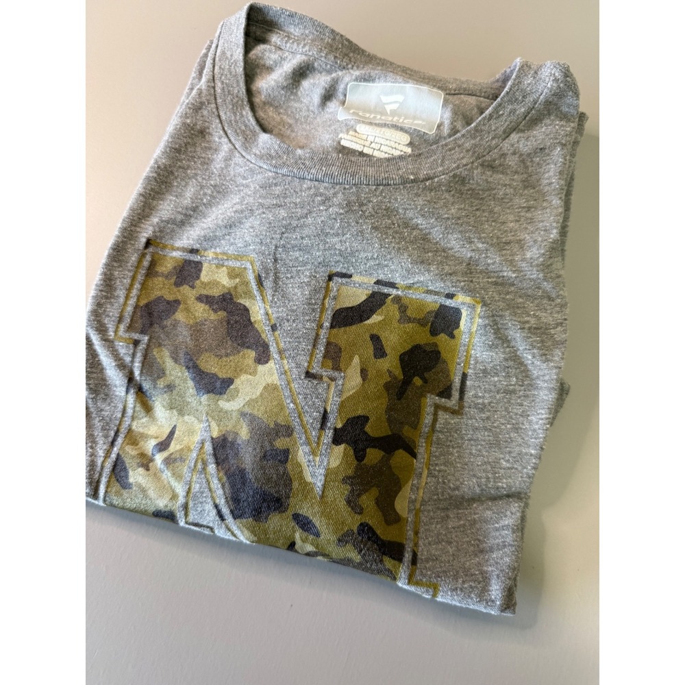 Fanatics Nebraska Huskers Mens 2XL Gray Camo N Logo T-Shirt Short Sleeve Tee